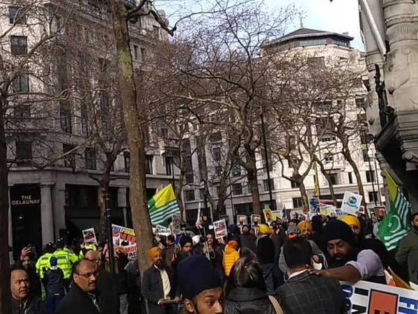 Protests turn violent after 3 groups clash outside Indian mission in London Protests turn violent after 3 groups clash outside Indian mission in London