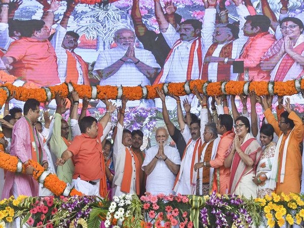 BJP leaders garland PM Modi