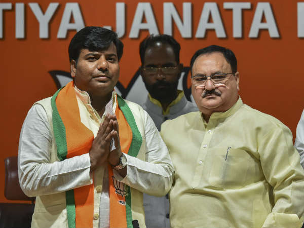 Union Minister JP Nadda greets Nishad Party leader and Gorakhpur (UP) MP Praveen Nishad after he joined BJP Union Minister JP Nadda greets Nishad Party leader and Gorakhpur (UP) MP Praveen Nishad after he joined BJP