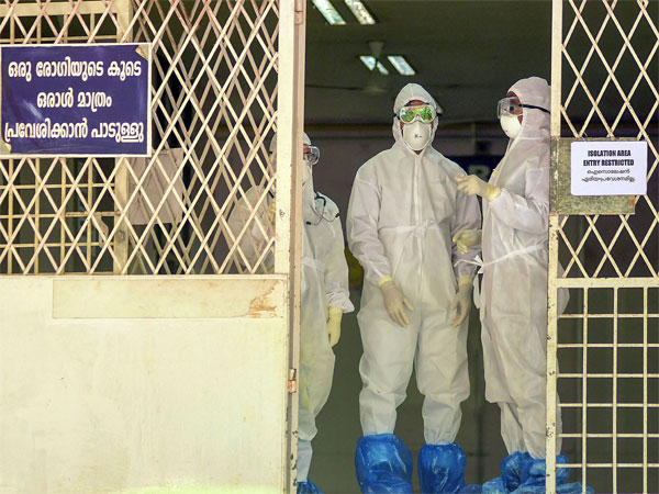 Health officials at an isolation ward of Ernakulam Medical College in Kochi Health officials at an isolation ward of Ernakulam Medical College in Kochi