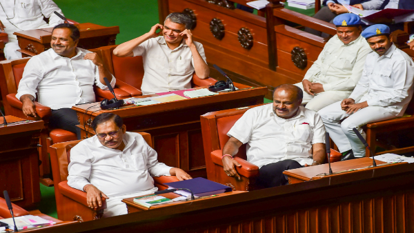 Karnataka Chief Minister HD Kumaraswamy, his deputy G Parameshwara during Assembly session Karnataka Chief Minister HD Kumaraswamy, his deputy G Parameshwara during Assembly session