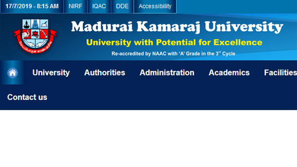 Direct links to check Madurai Kamraj University Result 2019, revaluation details here Direct links to check Madurai Kamraj University Result 2019, revaluation details here