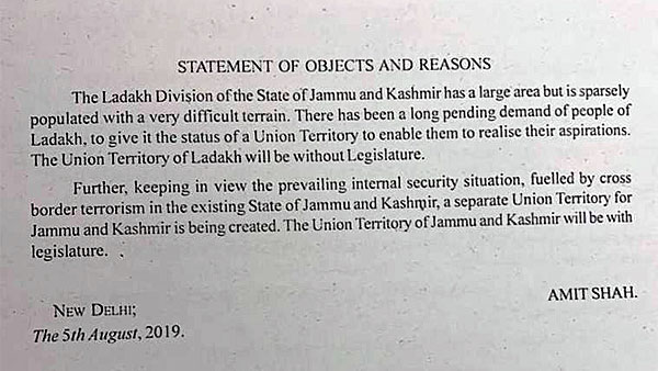 Read Amit Shah’s note on UT status for J&K: