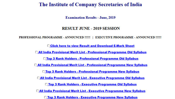 ICSI 2019 Company Secretaries professional exam result 2019 verification dates ICSI 2019 Company Secretaries professional exam result 2019 verification dates