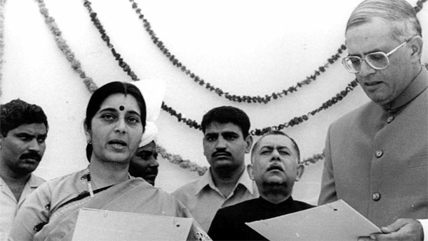 When Sushma Swaraj took oath as Delhi CM