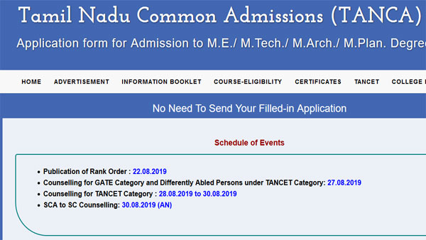 TANCA rank list 2019 today: Check full counselling schedule TANCA rank list 2019 today: Check full counselling schedule