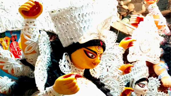 Durga idol at Kumortuli