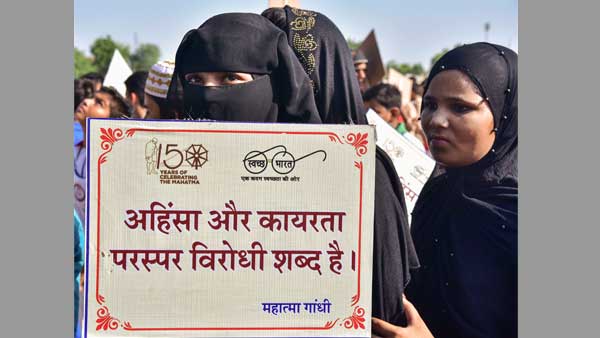 Students participate in Gandhi Sandesh Yatra rally ahead of the 150th birth anniversary
