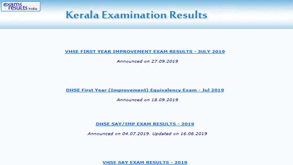 How to check Kerala VHSE 1st year improvement result 2019 How to check Kerala VHSE 1st year improvement result 2019