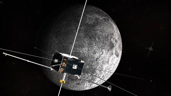 An artist's concept of the ARTEMIS spacecraft in orbit