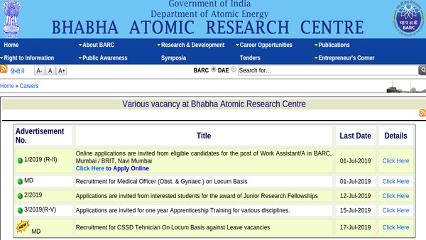 BARC job notification download BARC job notification download