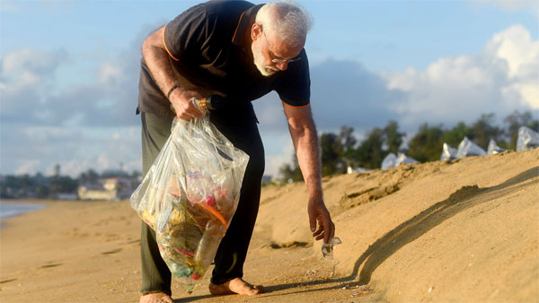 Prime Minister Narendra Modi plogs along the scenic coast of Mamallapuram Prime Minister Narendra Modi plogs along the scenic coast of Mamallapuram