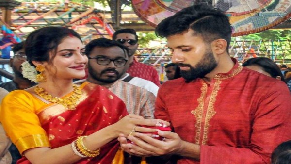TMC MP Nusrat Jahan with her Husband Nikhil Jian TMC MP Nusrat Jahan with her Husband Nikhil Jian