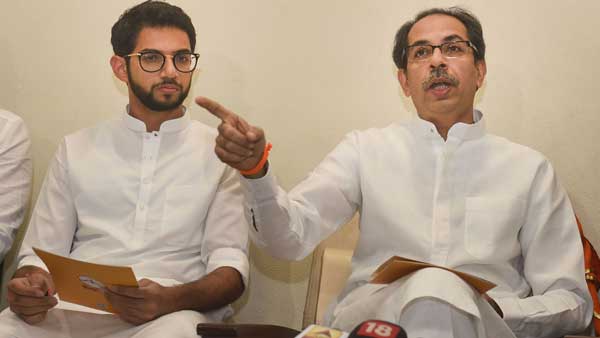 Shiv Sena chief Uddhav Thackeray (right) and Aaditya Thackeray Shiv Sena chief Uddhav Thackeray (right) and Aaditya Thackeray