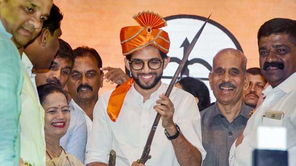 Aaditya Thackeraypresented with a sword as he announces his candidature from Worli