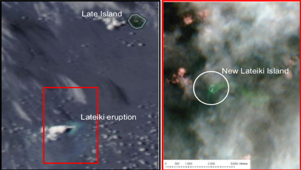 Volanic eruption creates new bigger island Volanic eruption creates new bigger island