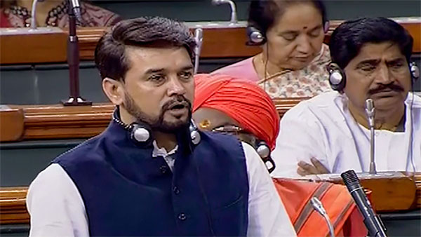 Minister of State for Finance and Corporate Affairs Anurag Singh Thakur speaks in the Lok Sabha during the Winter Session of Parliament Minister of State for Finance and Corporate Affairs Anurag Singh Thakur speaks in the Lok Sabha during the Winter Session of Parliament