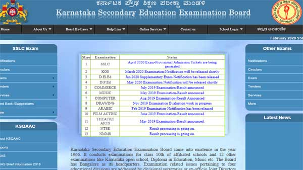 Karnataka SSLC Time Table 2020 Karnataka SSLC Time Table 2020