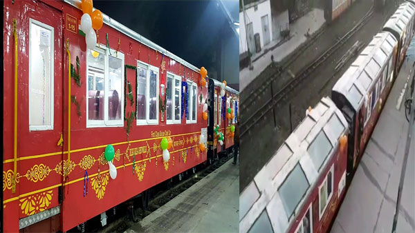 7-coach glass-enclosed vistadome train on Kalka-Shimla route 7-coach glass-enclosed vistadome train on Kalka-Shimla route