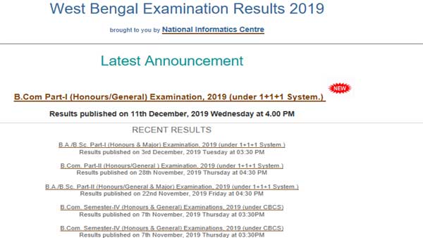 Direct link to check Calcutta University Result 2019 for B.Com Part 1 exam Direct link to check Calcutta University Result 2019 for B.Com Part 1 exam