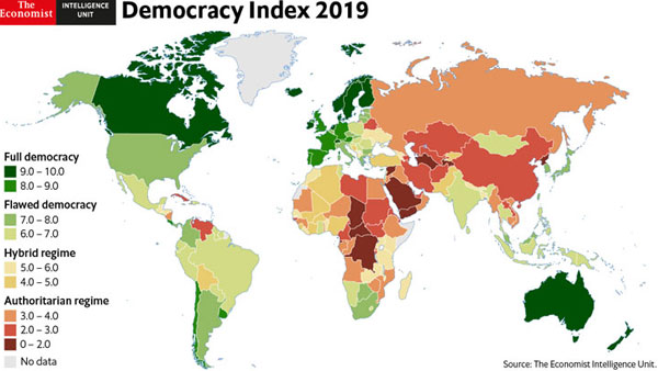 Democracy Index 2019: India slips 10 points to 51st Rank due to Erosion of civil Liberties Democracy Index 2019: India slips 10 points to 51st Rank due to Erosion of civil Liberties