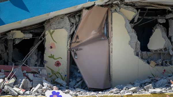 The Adripina Seda public school stands partially collapsed after an earthquake struck Guanica, Puerto Rico The Adripina Seda public school stands partially collapsed after an earthquake struck Guanica, Puerto Rico
