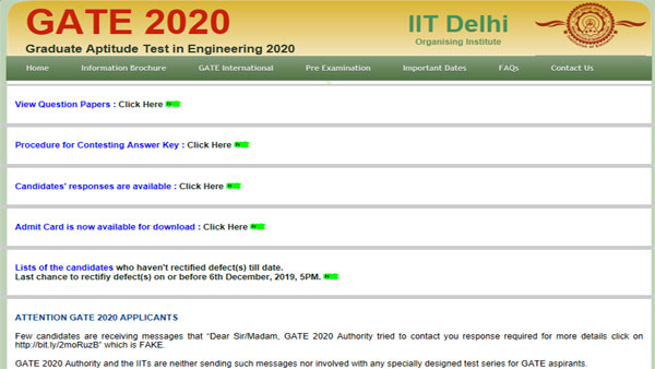 GATE 2020 answer key date GATE 2020 answer key date