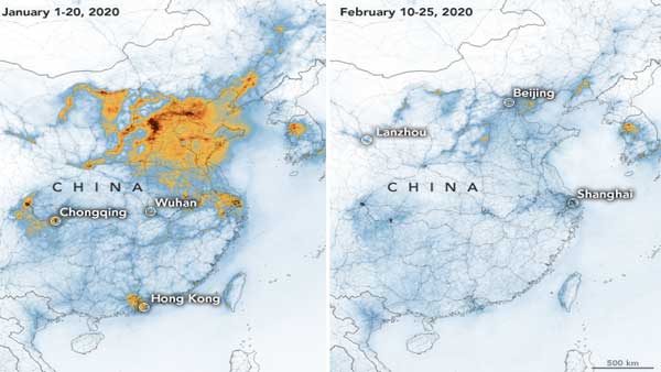 NASA images show drop in Chinas air pollution after coronavirus lockdown NASA images show drop in Chinas air pollution after coronavirus lockdown