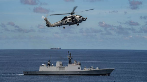 Indian Navy carries out military drill with US carrier strike group off Andaman sea Indian Navy carries out military drill with US carrier strike group off Andaman sea