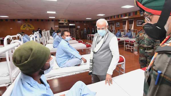 PM Modi meets soldiers injured in Galwan Valley clash PM Modi meets soldiers injured in Galwan Valley clash