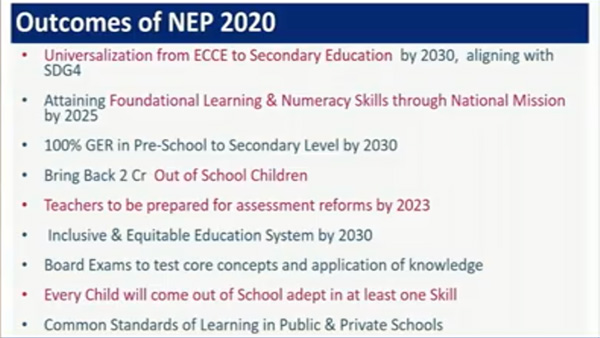 Outcome of NEP 2020