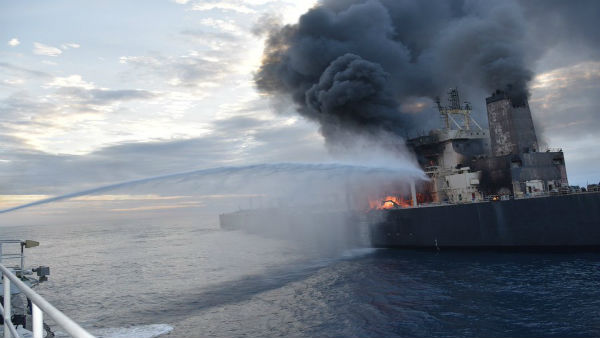 Crude oil carrier MT New Diamond with 2,00,000 metric ton cargo on fire; ICG rushes three vessels Crude oil carrier MT New Diamond with 2,00,000 metric ton cargo on fire; ICG rushes three vessels