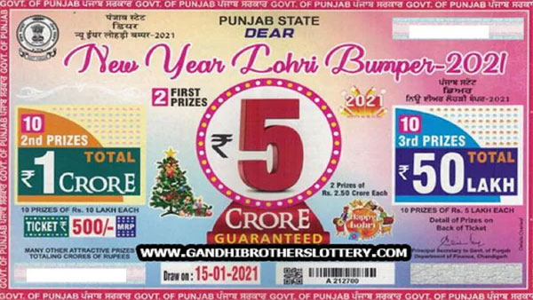 Punjab State Dear New Year Lohri Bumper Lottery Result 2021 winning numbers Punjab State Dear New Year Lohri Bumper Lottery Result 2021 winning numbers