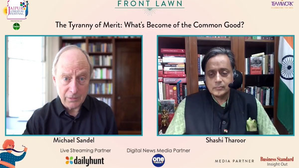 Jaipur Literature Fest: Congress MP Shashi Tharoor lauds Professor Michael Sandel on his new book Jaipur Literature Fest: Congress MP Shashi Tharoor lauds Professor Michael Sandel on his new book