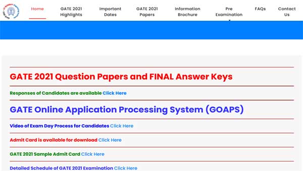 Direct link to download GATE final answer key 2021 Direct link to download GATE final answer key 2021