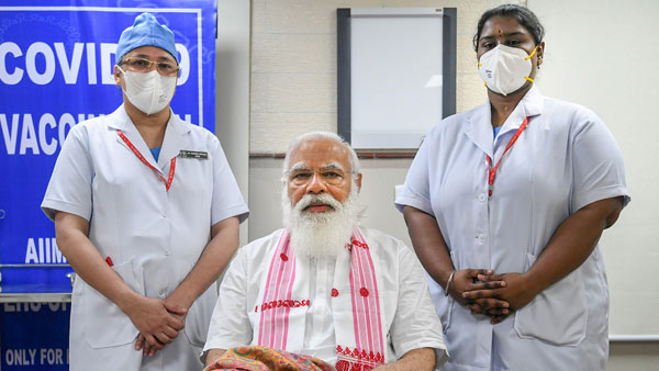 Didn’t even realise: PM after taking first vaccine shot Didn’t even realise: PM after taking first vaccine shot