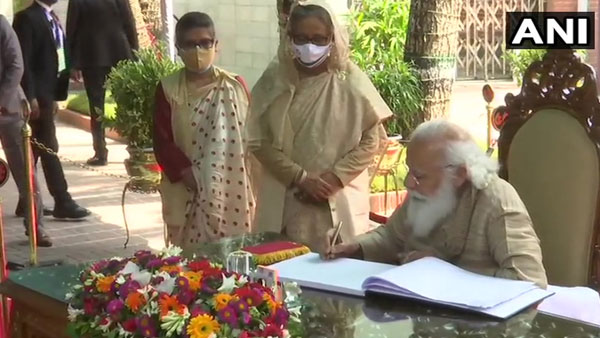 PM Modi visits Mujib's mausoleum PM Modi visits Mujib's mausoleum