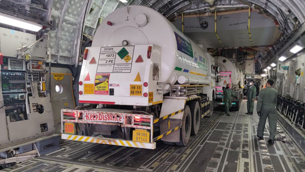 Coronavirus crisis: Indian Air Force to airlift 6 oxygen containers from Dubai today Coronavirus crisis: Indian Air Force to airlift 6 oxygen containers from Dubai today