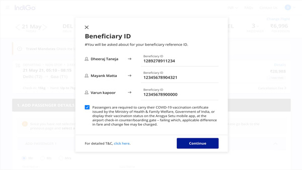 Enter Beneficiary ID details Enter Beneficiary ID details