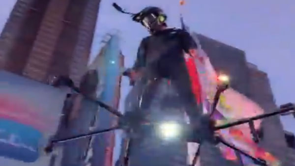 Man flying around at Times Square in New York leaves people stunned: Watch video Man flying around at Times Square in New York leaves people stunned: Watch video