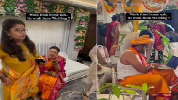 This video of Groom with laptop at mandap goes viral. Bride’s reaction leaves netizens in splits This video of Groom with laptop at mandap goes viral. Bride’s reaction leaves netizens in splits