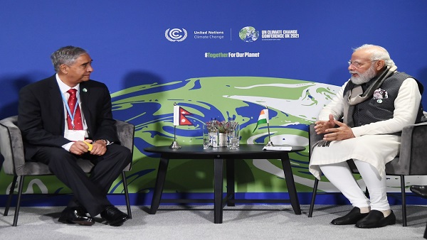 PM Modi meets Nepal PM Deuba in Glasgow; discusses close bilateral ties, climate change PM Modi meets Nepal PM Deuba in Glasgow; discusses close bilateral ties, climate change