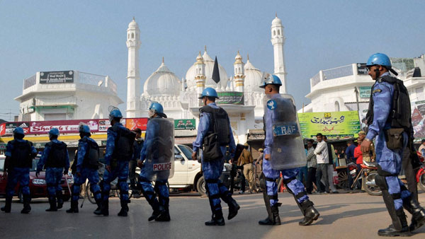 Babri Mosque demolition: Security tightened in several places Babri Mosque demolition: Security tightened in several places