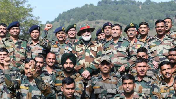 PM Modi with members of Armed forces PM Modi with members of Armed forces