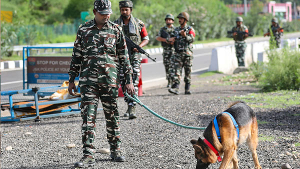 Central Reserve Police Force jawans keep a watch on the Jammu-Srinagar National Highway ahead of the start of annual Amarnath Yatra Central Reserve Police Force jawans keep a watch on the Jammu-Srinagar National Highway ahead of the start of annual Amarnath Yatra