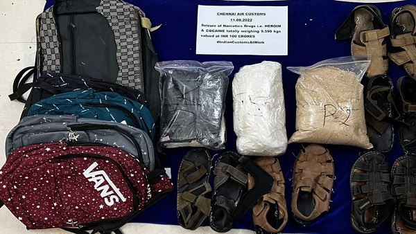 Narcotics worth Rs 111.41 crore seized at Chennai airport, 2 held Narcotics worth Rs 111.41 crore seized at Chennai airport, 2 held