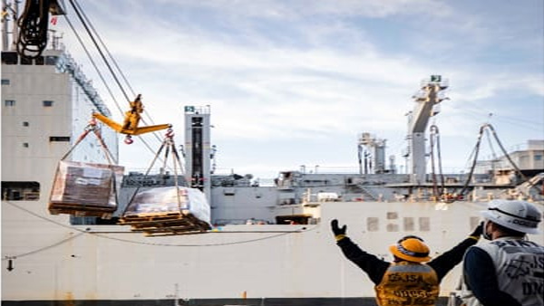 USNS Charles Drew (T-AKE 10) Replenishment-at-Sea. U.S. Navy photo by Petty Officer 2nd Class Markus Castaneda. USNS Charles Drew (T-AKE 10) Replenishment-at-Sea. U.S. Navy photo by Petty Officer 2nd Class Markus Castaneda.