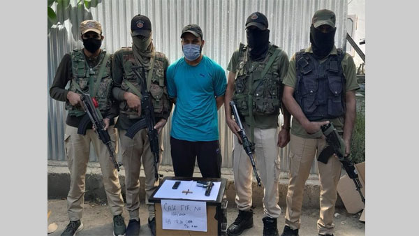 One categorised terrorist of AGH terror outfit namely Junaid Ahmad Parray of Nawakadal arrested by a jt team of Srinagar Police & 24 RR from Palpora One categorised terrorist of AGH terror outfit namely Junaid Ahmad Parray of Nawakadal arrested by a jt team of Srinagar Police & 24 RR from Palpora
