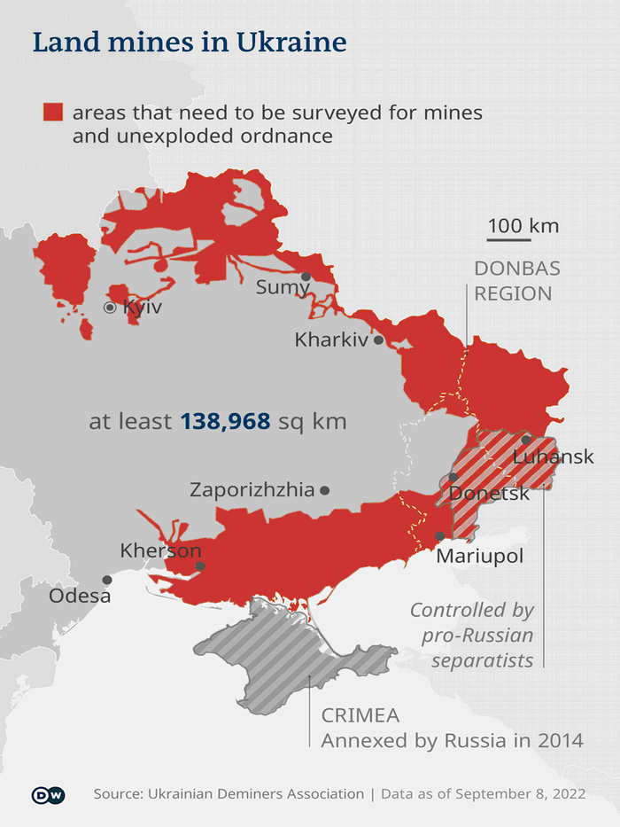 A huge part of eastern Ukraine has to be cleared of land mines before it can be rebuilt A huge part of eastern Ukraine has to be cleared of land mines before it can be rebuilt