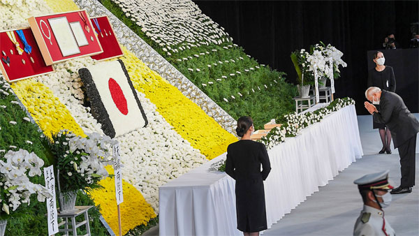 Prime Minister Narendra Modi pays homage at the State Funeral Ceremony of the former prime minister of Japan Shinzo Abe, in Tokyo, Japan Prime Minister Narendra Modi pays homage at the State Funeral Ceremony of the former prime minister of Japan Shinzo Abe, in Tokyo, Japan